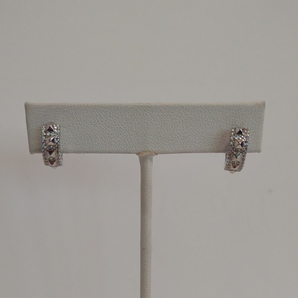 Diamond Silver Huggies Earrings